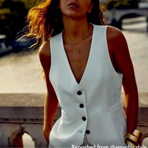 Zara tailored waistcoat (vest) ecru size L BNWT